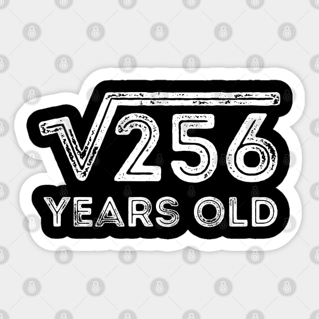 Square Root of 256 Years Old (16th birthday) Sticker by Elvdant